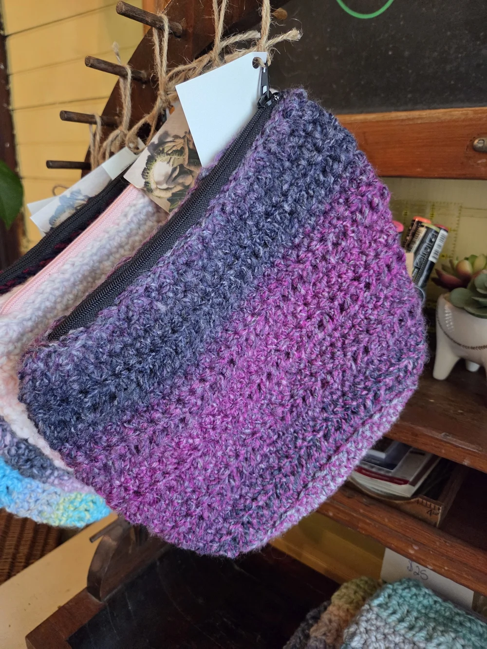 Handmade Crochet Cosmetic Bags in Varied Pastel Blues and Purples